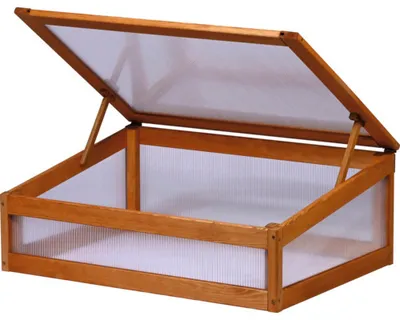 Produktbild von dobar Frühbeetaufsatz Kubus 2.0, Hellbraun, 76x56x28 cm, passend für Hochbeet 58217FSCe