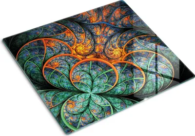 Immagine prodotto di Piatto in vetro per piano cottura, 60x52 cm. Protezione antischizzi, piano di lavoro in vetro, tagliere. Motivi a onde colorate
