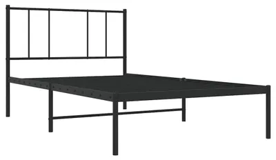 Zdjęcie produktu dla Metalowy stelaż łóżka z zagłówkiem, 90 x 190 cm, kolor czarny