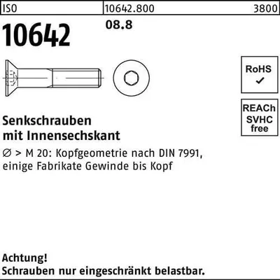 Produktbild von Reyher  Senkschrauben ISO 10642 08.8 M 6 x 20 (100 Stück)