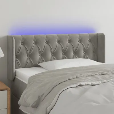 Produktbild von The Living Store LED Kopfteil Hellgrau 93x16x78/88 cm Samt