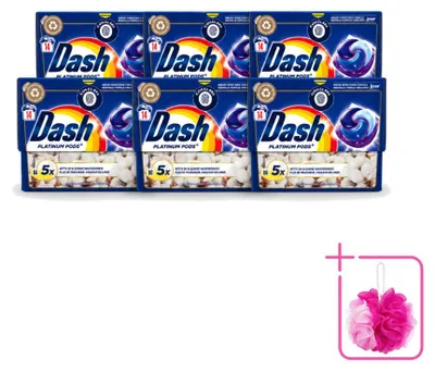 Produktbild von 6 x Dash Platinum Waschmittelkapseln - Frische von Baumwolle - Sparpackung - 6 Stücke