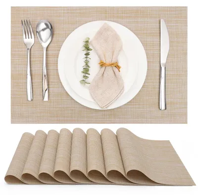 Produktbild von Solidchoice – Set aus 8 gewebten Untersetzern – rutschfest und hitzebeständig – 30 x 43,5 cm