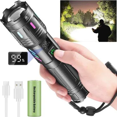 Obrázek produktu pro Čelovka s LCD displejem a funkcí zoomu pro kempování a venčení psů
