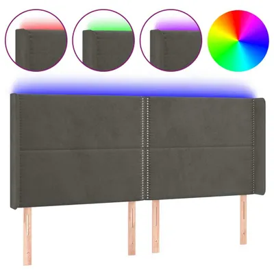 Produktbild von vidaXL LED Kopfteil Dunkelgrau 163x16x118/128 cm Samt