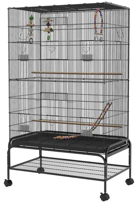 Produktbild von PawHut Vogelkäfig Vogelhaus mit Sitzstangen, Bodenwanne, Ablage, Spielzeug