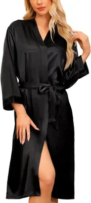 Immagine prodotto di Kimono da bagno unisex in raso con scollo a V, ideale per centri benessere, hotel e per la casa