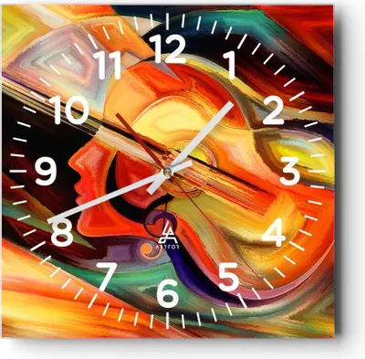 Produktbild von Wanduhr - Quadrat - Glasuhr - Abstraktion modern - 30x30cm - Schleichendes Uhrwerk - Lautlos - zum Aufhängen bereit - Dekoration Modern - Wanddekoration aus Glas - C4AC30x30-3669