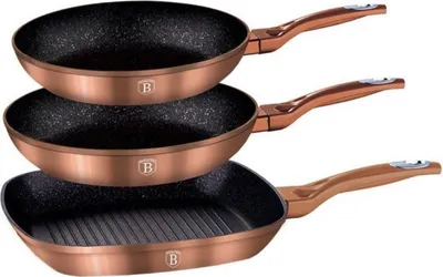 Zdjęcie produktu dla Berlinger Haus zestaw 3 patelni granitowych Rose Gold Line 9043