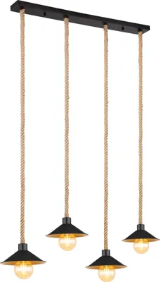 Image de Globo Lighting Lampe à suspendre métal noir mat, 4x E27