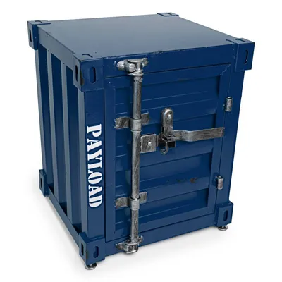 Produktbild von Büttner Beistelltisch Couchtisch Nachttisch Spind Hocker im industrial Container Look aus Metall - Marineblau