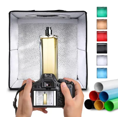 Productafbeelding van NK Mini Fotobox Fotostudio Set (40x40 cm) - Lichtkoepel, 120 LED's, 3 kleurtemperaturen