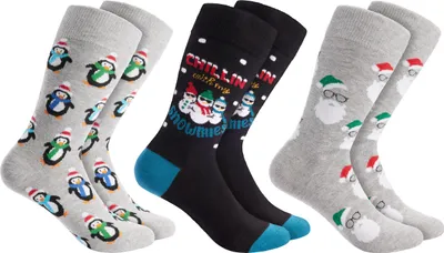 Produktbild von BRUBAKER 3 Paar Weihnachtssocken - Lustige Socken für Damen und Herren - Chillin with my Snowmies, Pinguine und Bärte, Größe 35-40