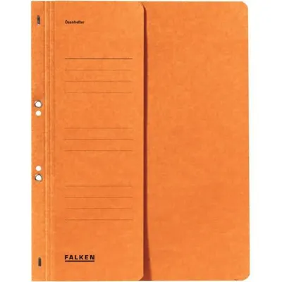 Produktbild von Falken Ösenhefter DIN A4, 250g/qm Manila-RC-Karton, halber Vorderdeckel, Behördenheftung, orange