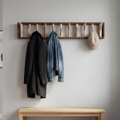 Obrázek produktu pro Nástěnný věšák driftwood 100 cm ručně vyrobený unikátní háček kolejnice nástěnné háčky věšák do předsíně