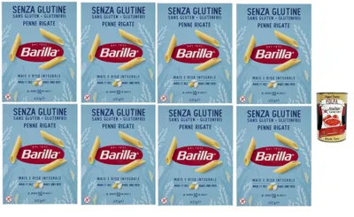 Produktbild von Barilla Glutenfrei Penne Rigate – 8 x 400 g (3,2 kg) | Mais & Vollkornreis, al dente in 10 Min., italienische Röhrennudeln – vegan & glutenfrei, optimale Saucenhaftung + Italian Gourmet polpa