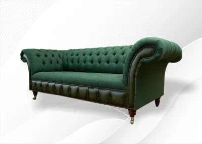 Produktbild von Chesterfield 3 Sitzer Dunkelgrün Wohnzimmer Design Couchen Polster Sofa Textil