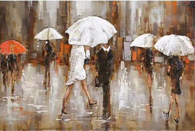 Produktbild von 3D-Metallbild - Motiv: Regenschirme - 60 x 150cm