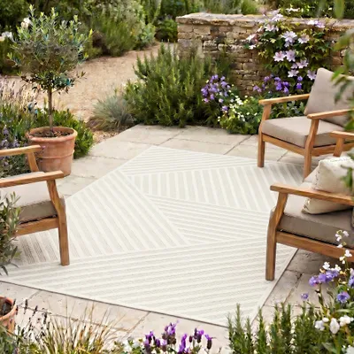 Image de Volero - Tapis persan - Nori Lines Blanc - 140x200 cm
