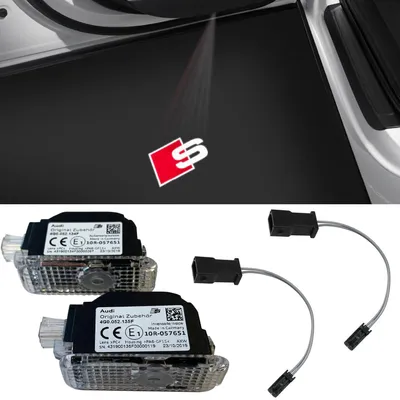 2x Adapter Türleuchten Original Audi "S" Sport LED Einstiegsbeleuchtung Tür Logo in der Farbe von Volkswagen AG