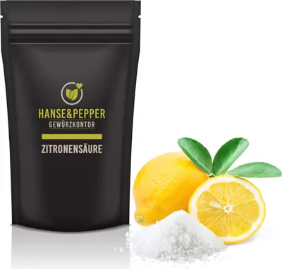 Produktbild von 1kg Zitronensäure reine Lebensmittelqualität C6H8O7 E330 Ökonomisch 1kg Beutel - Life Serie