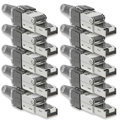 Produktbild von Netzwerkstecker Cat7 CAT 7 RJ45 Stecker 10x Steckverbinder werkzeuglos geschirmt