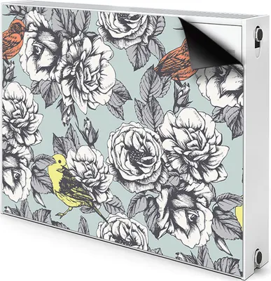 Produktbild von Magnet Heizkörper Heizkörper-Abdeckung Heizkörperabdeckung 100x60 cm  - Rosen und Vögel