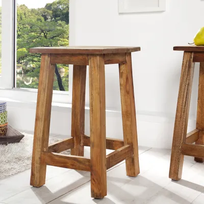 Produktbild von riess-ambiente Massivholz Hocker JAKARTA 50cm recycelt Beistelltisch Sitzhocker Holzhocker