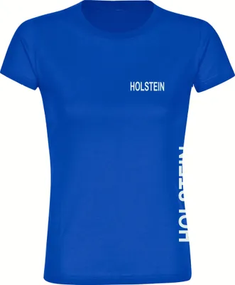 Produktbild von multifanshop Damen T-Shirt - Holstein - Brust & Seite, blau, Größe XL