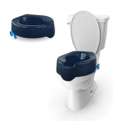 Image de Mobiclinic, rehausseur de siège de toilette, Río, , rehausseur de siège de toilette, rehausseur de siège de toilette pour personnes âgées,aide à la toilette,souple, hauteur 11 cm, bleu