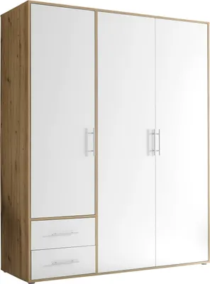 Produktbild von Kleiderschrank - Artisan Eiche Nachbildung - Weiß - 155 x 195 cm - mit Kleiderstange