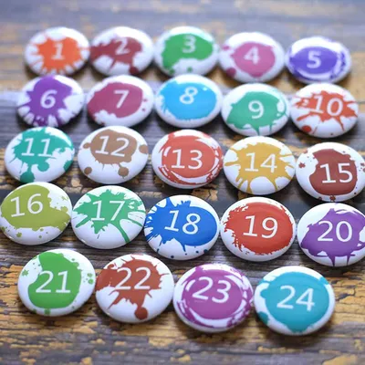 Adventskalender mit 24 Zahlenknöpfen, DIY, bunt, 3,8 cm