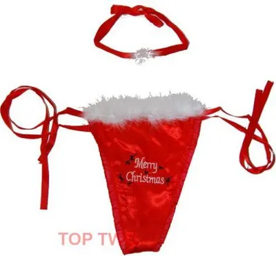 Produktbild von Reizwäsche Weihnachten Strumpfband Tanga Geschenkartikel 903553V - Rot Weiß