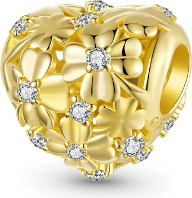 Produktbild von Gnoce Herz-Blüten Charm JLC192 Silber