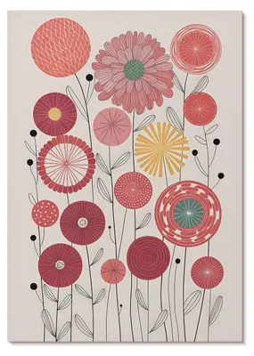 Produktbild von POSTER - 21x29 cm (A4) - Afterform - Farbenfrohe geometrische Blumen im modernen Stil -  Wandbild für Wohnzimmer Schlafzimmer & Flur, Modernes Poster Wanddeko, Ungerahmt