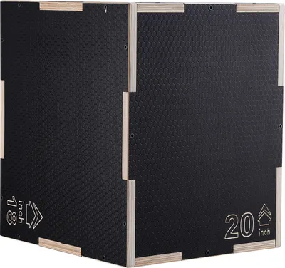 Produktbild von SucceBuy 3-in-1 Plyometrische Sprungbox, 20/18/16 Zoll Holz-Plyo-Box, Plattform- und Sprung-Agility-Box, rutschfeste Fitness-Step-Up-Box fš¹r das Training im Heim-Fitnessstudio
