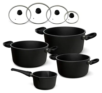 Produktbild von Induktions-Töpfe Set mit Glasdeckel, 8-teilig für alle Herdarten