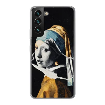 Produktbild von MuchoWow® Handyhülle Schutzhülle Hülle für Samsung Galaxy S22 Mädchen mit Perlenohrring - Gold - Schwarz - Weiß Silikon Softcase Handy Hülle - Mobiltelefonhülle