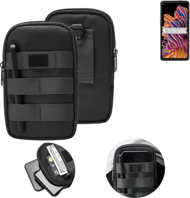 Produktbild von K-S-Trade Holster Gürtel Tasche kompatibel mit Samsung Galaxy XCover Pro Handy Tasche Schutz Hülle dunkel-grau viele Fächer, 1x