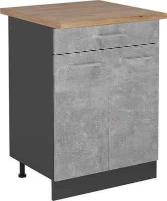 Produktbild von Küchenunterschrank Vicco R-Line Beton 60 cm , AP Eiche, Model 54014