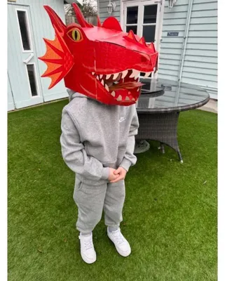 Produktbild von Fiesta Crafts 3D Masken Bastelset roter Drache Karton Spielzeug