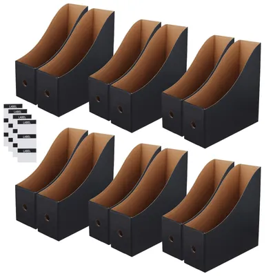 Produktbild von Omgoods - Set mit 10 Zeitschriftenständern - Karton-Organizer - Mit Etiketten - 26 x 9 x 27 cm - Robust - Für Büro und Zuhause - Zeitschriftenhalter
