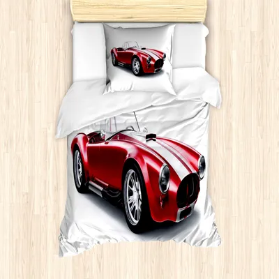 Produktbild von ABAKUHAUS rot Bettbezug Set für Einzelbetten, Old Fashioned Oldtimer, Milbensicher Allergiker geeignet mit Kissenbezug, rot