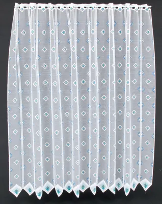 Produktbild von Gardinen Kranzusch Scheibengardine Quadrate 180x80,5 cm H/B weiß blau Bistrogardine Vorhang Küche 1er Pack