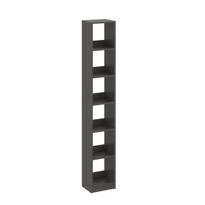 Produktbild von KOMTO Bücherregal Schwarz – Schmales Regal 30 cm Breit, Book Shelf Schmal mit 6 Fächer, Standregal | LAKO 185,2 x 30 x 24