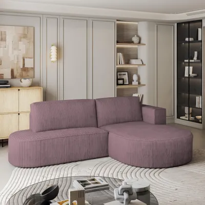 Produktbild von Masseno Ecksofa CORTIO P R-S mit Schlaffunktion L-Form, Sofa mit Bettkasten, Wohnzimmersofa, Couch, Soffa, Bettsofa, Couchgarnitur- Lila, POSO 130