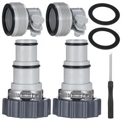 Immagine prodotto di Set di adattatori per tubi della piscina, 4 pezzi con guarnizione, da 32-38 mm, compatibili con le pompe Intex
