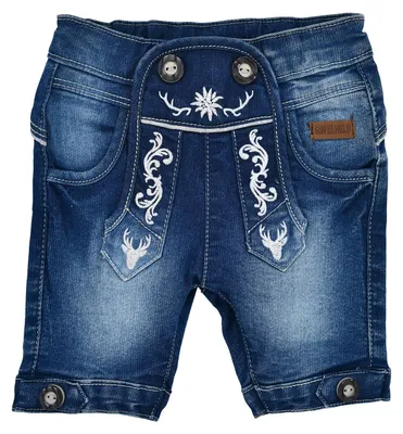 Productafbeelding van BONDI jongensbroek, model "Gipfelkraxler", denim shorts, blauw. Maat: 74