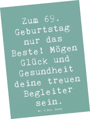 Produktbild von Mr. & Mrs. Panda Postkarte Spruch 69. Geburtstag Glück - Meeresbrise - Geschenk, Alter, Erinnerungen, Happy Birthday, Ansichtskarte, Familie, Postkarten, Zuneigung