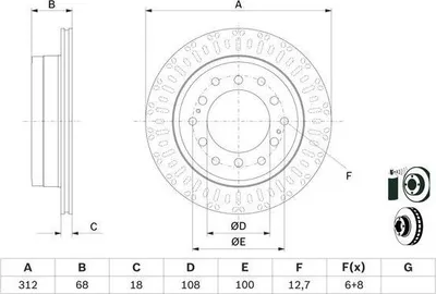 Produktbild von 2x BOSCH Bremsscheibe 0 986 479 F07 für TOYOTA LAND CRUISER 150 (KDJ15_ GRJ15_)